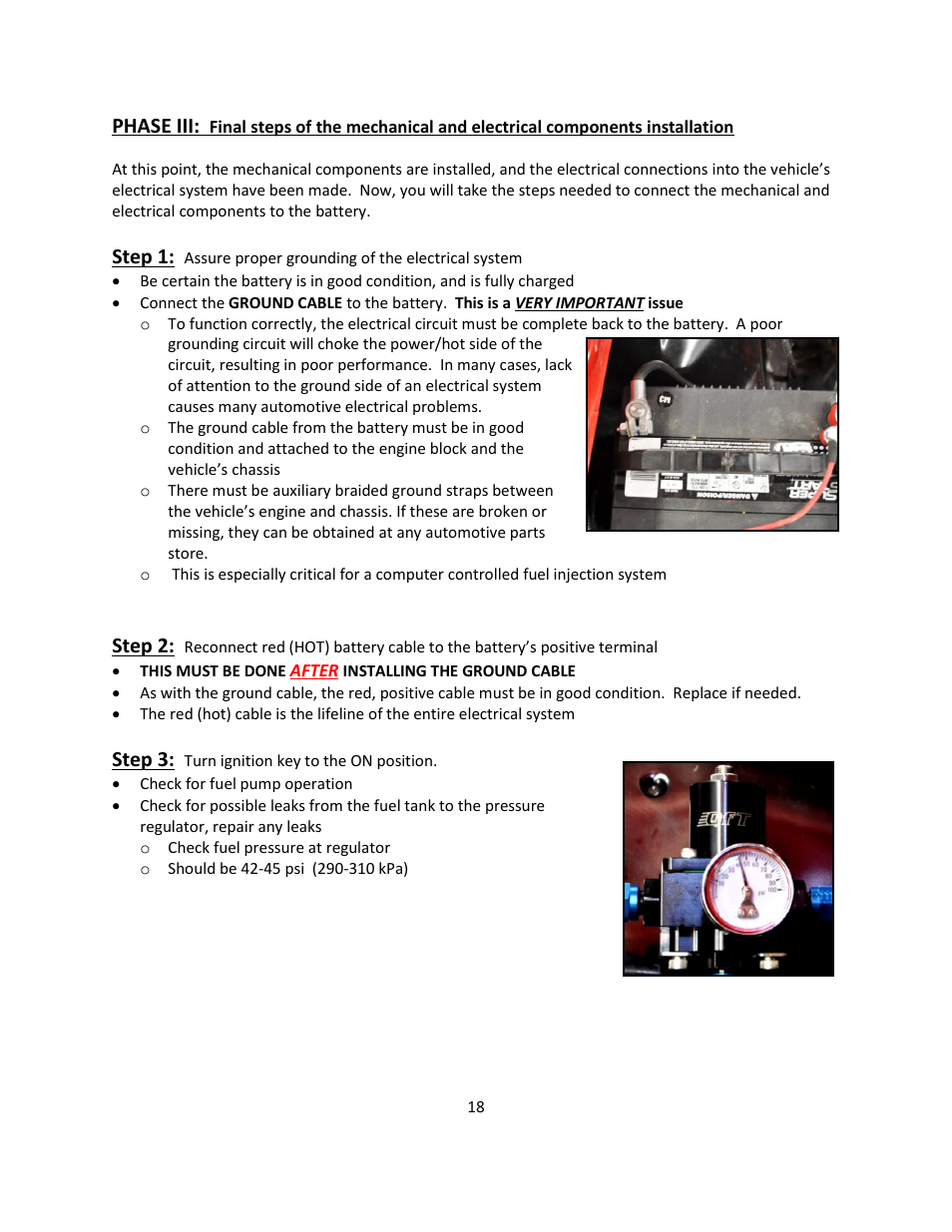 Phase iii, Step 1, Step 2 | Step 3 | Quick Fuel Technology Qfi Electronic Fuel Injection System User Manual | Page 18 / 31
