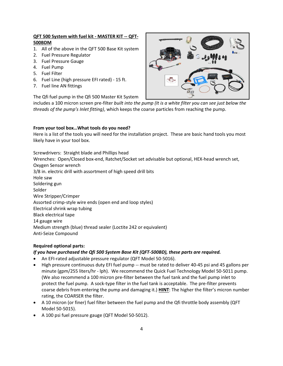 Quick Fuel Technology Qfi Electronic Fuel Injection System User Manual | Page 4 / 31