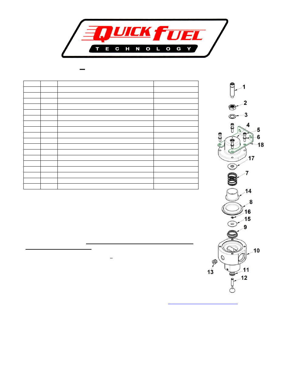 Quick Fuel Technology 30-7304 – 2-PORT REGULATOR REBUILD KIT User Manual | 2 pages