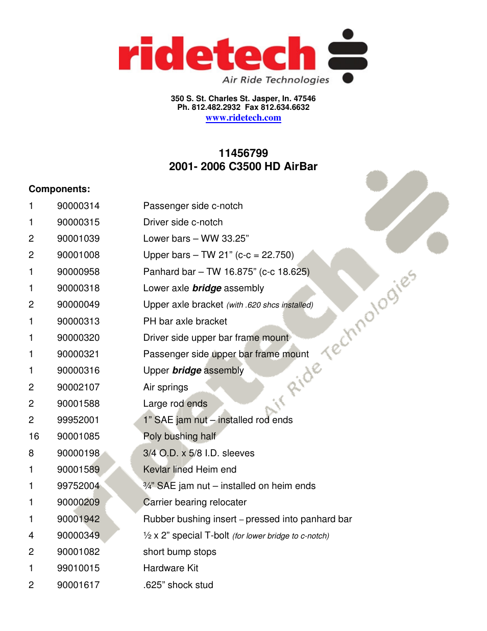 Ridetech 11456799 User Manual | 9 pages