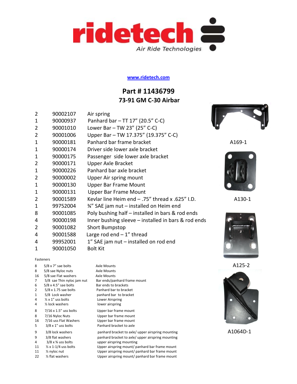 Ridetech 11436799 User Manual | 6 pages