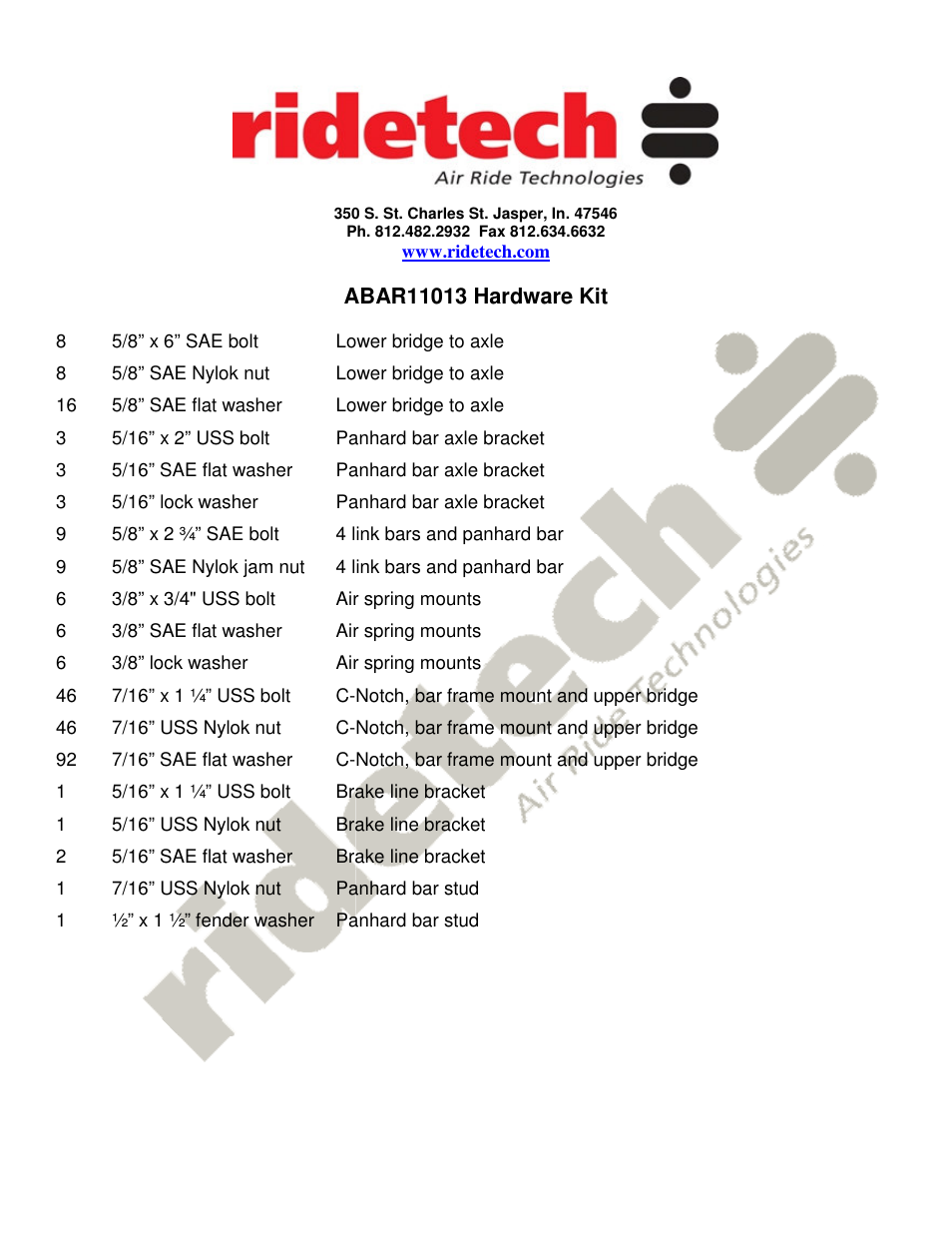Ridetech 11366799 User Manual | Page 2 / 6