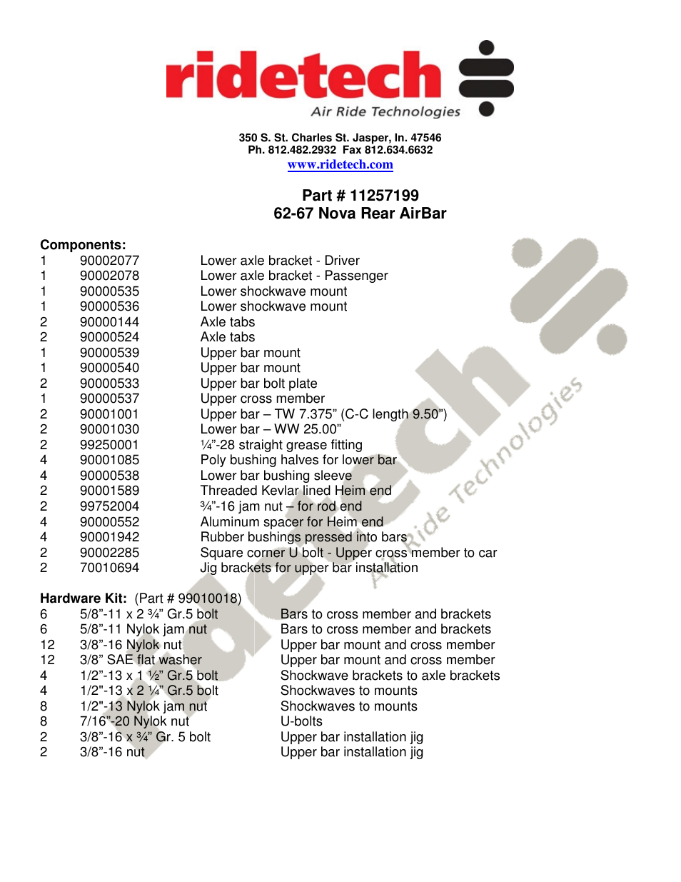 Ridetech 11257199 User Manual | 8 pages