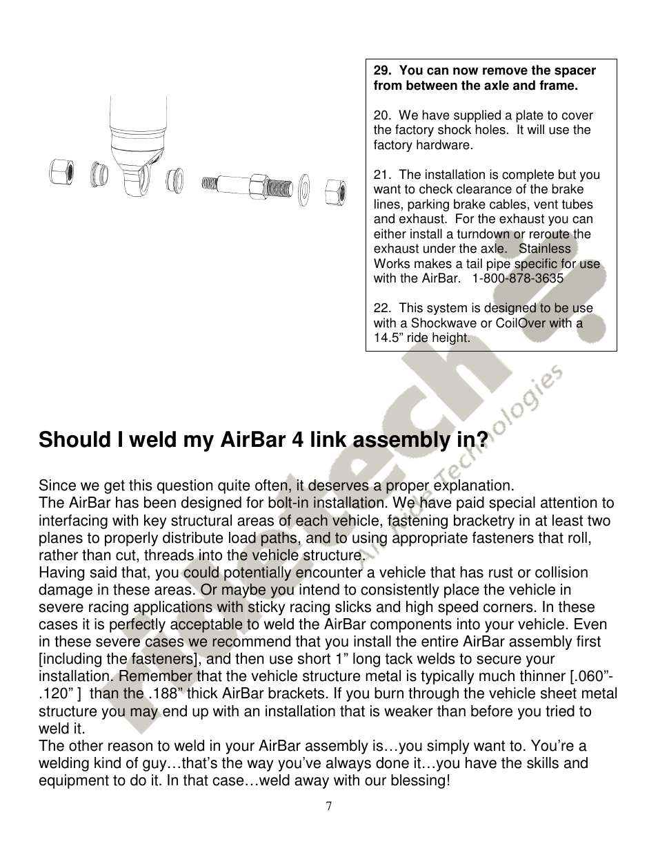 Should i weld my airbar 4 link assembly in | Ridetech 11167197 User Manual | Page 7 / 7