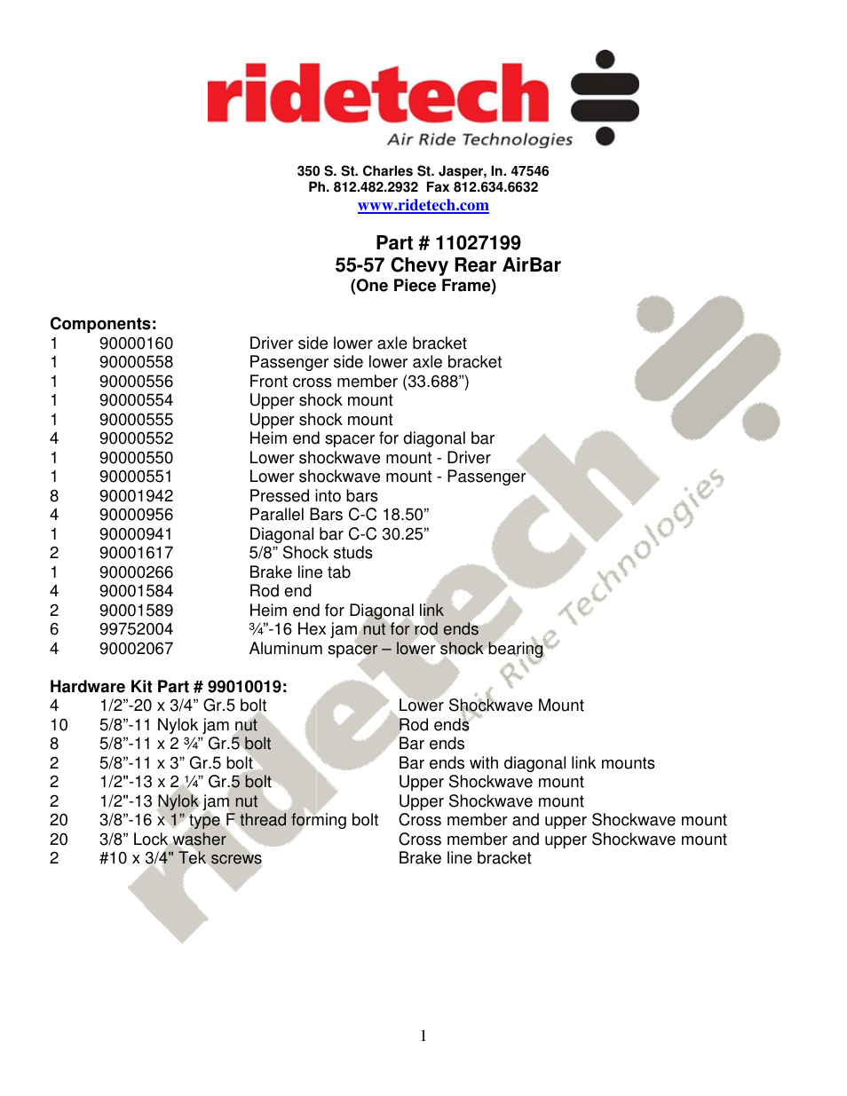 Ridetech 11027199 User Manual | 7 pages