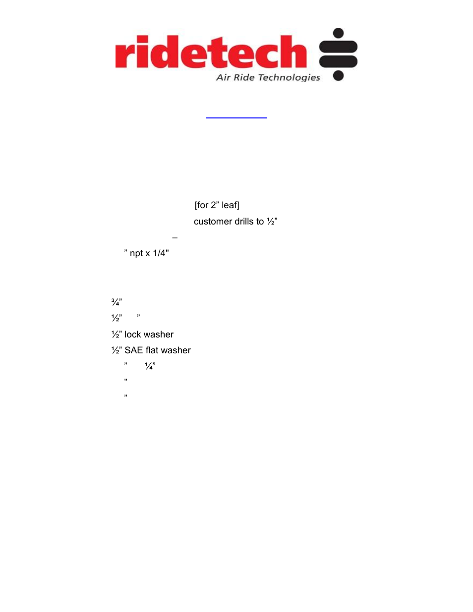 Ridetech 11014099 User Manual | 4 pages