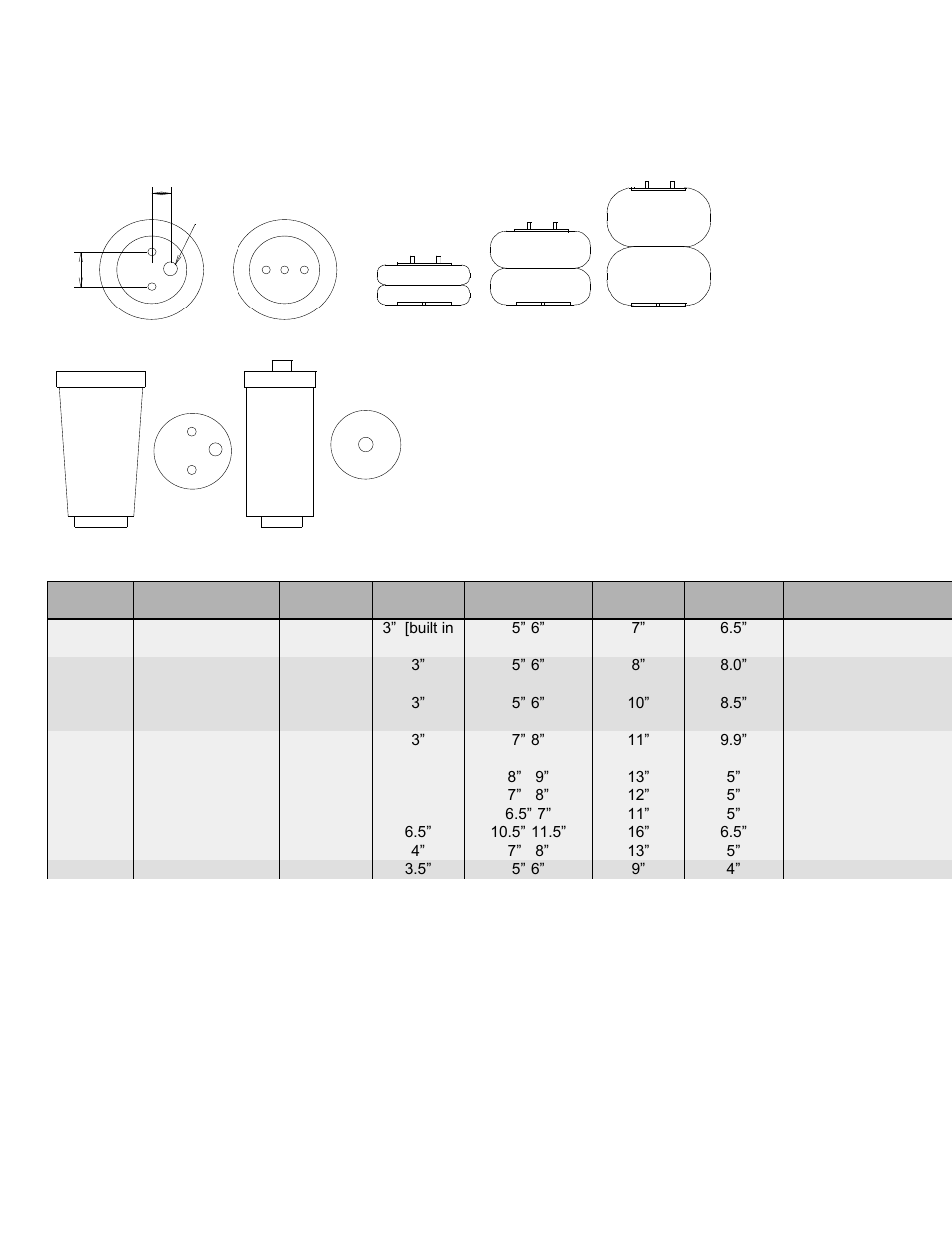 Airspring dimension chart | Ridetech 11014099 User Manual | Page 4 / 4