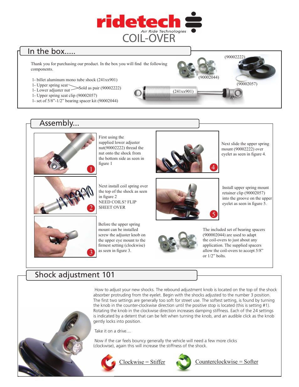 Ridetech COIL-OVER User Manual | 2 pages