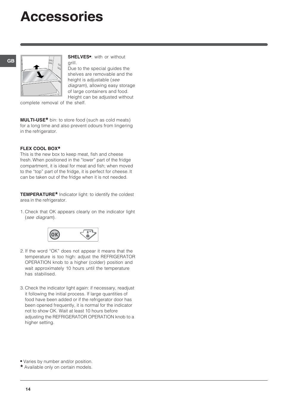 Accessories | Indesit BAAN 14 X User Manual | Page 14 / 80