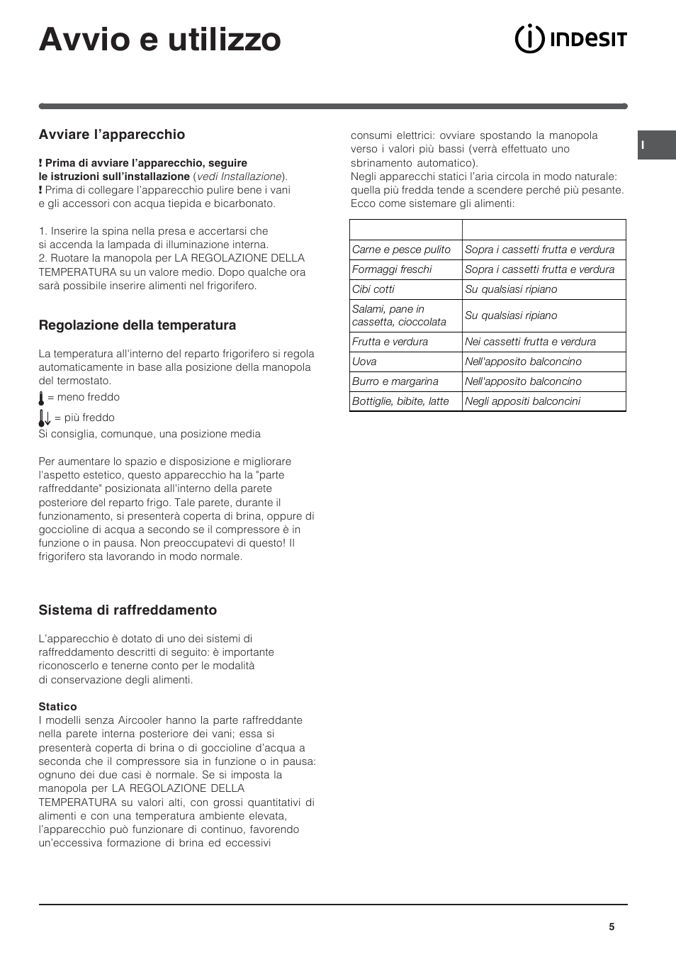 Avvio e utilizzo | Indesit BAAN 14 X User Manual | Page 5 / 80