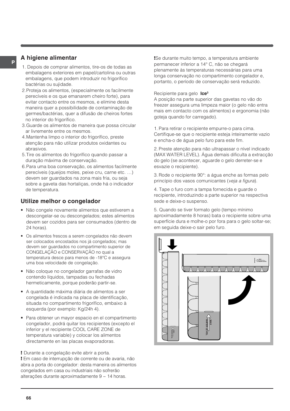 A higiene alimentar, Utilize melhor o congelador | Indesit BAAN 14 X User Manual | Page 66 / 80