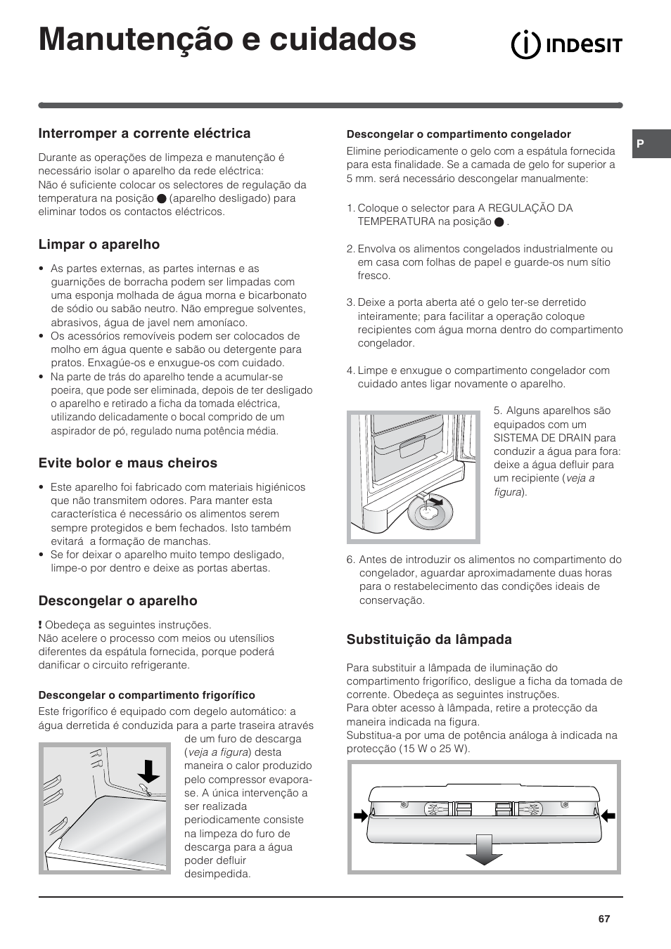 Manutenção e cuidados | Indesit BAAN 14 X User Manual | Page 67 / 80