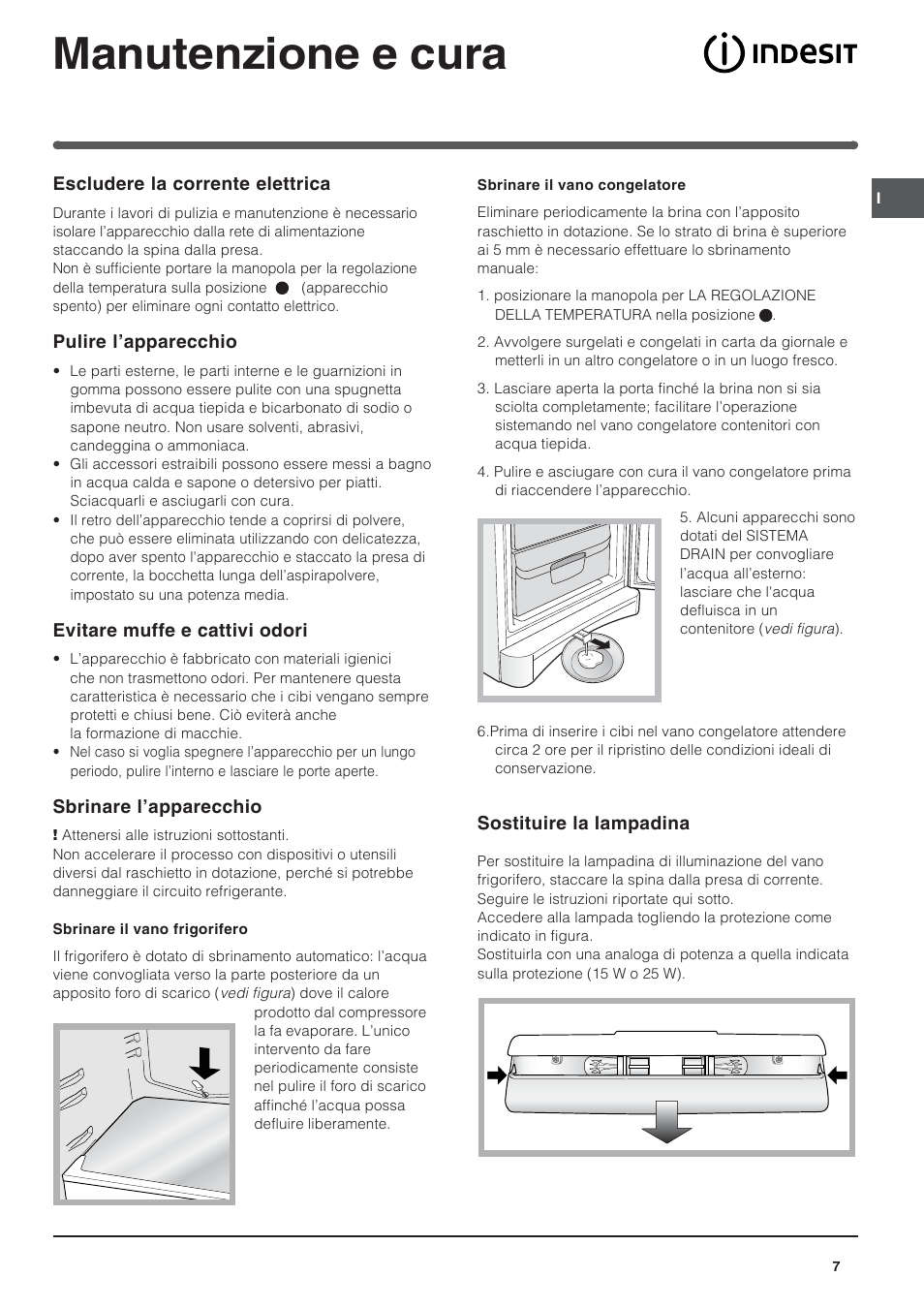 Manutenzione e cura | Indesit BAAN 14 X User Manual | Page 7 / 80