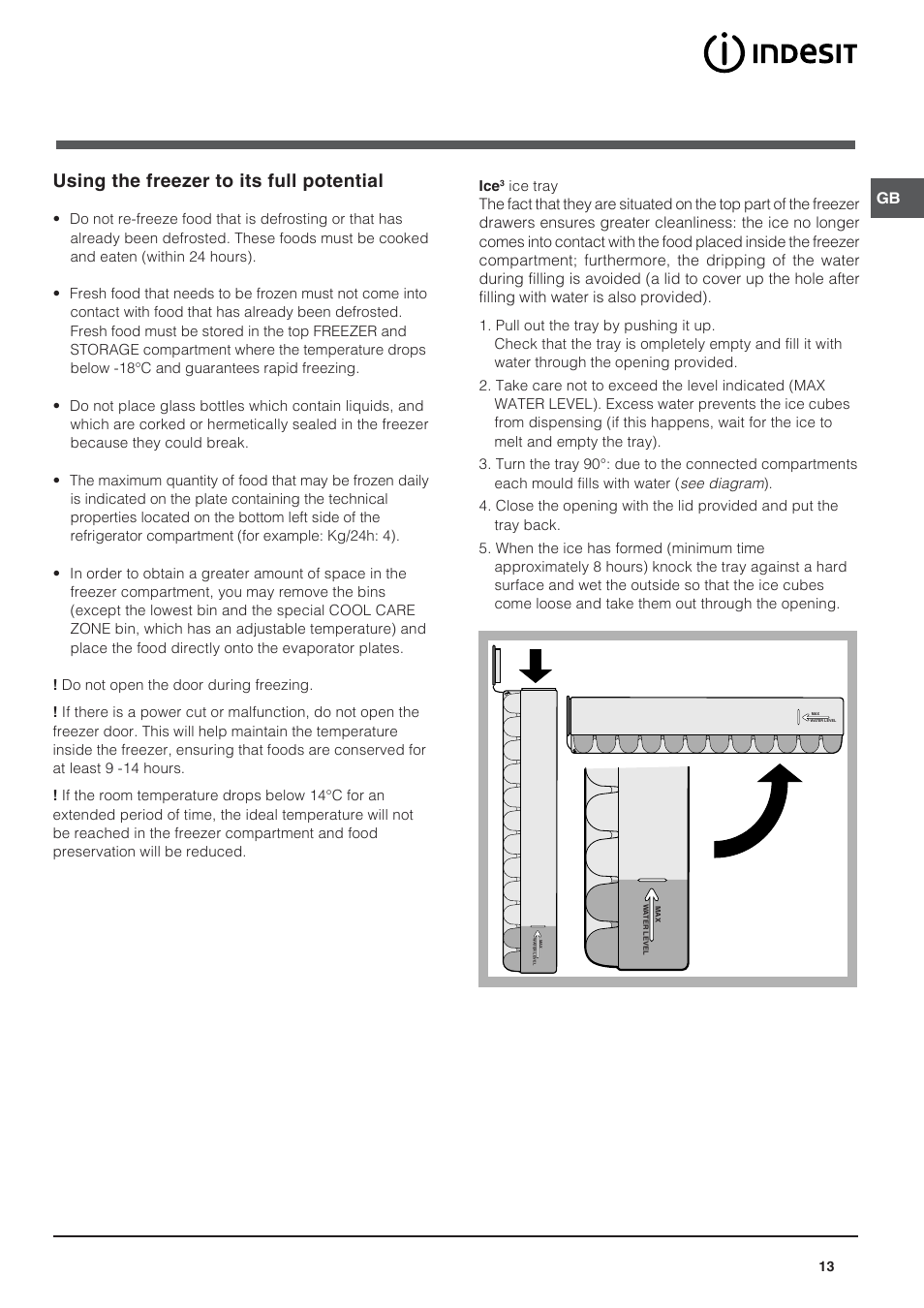 Using the freezer to its full potential | Indesit BAAAN 13 X User Manual | Page 13 / 48