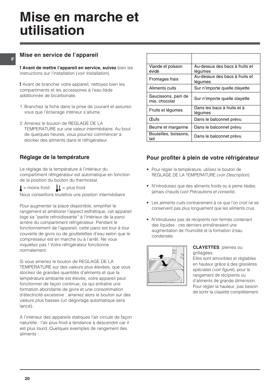 Mise en marche et utilisation | Indesit BAAAN 13 X User Manual | Page 20 / 48