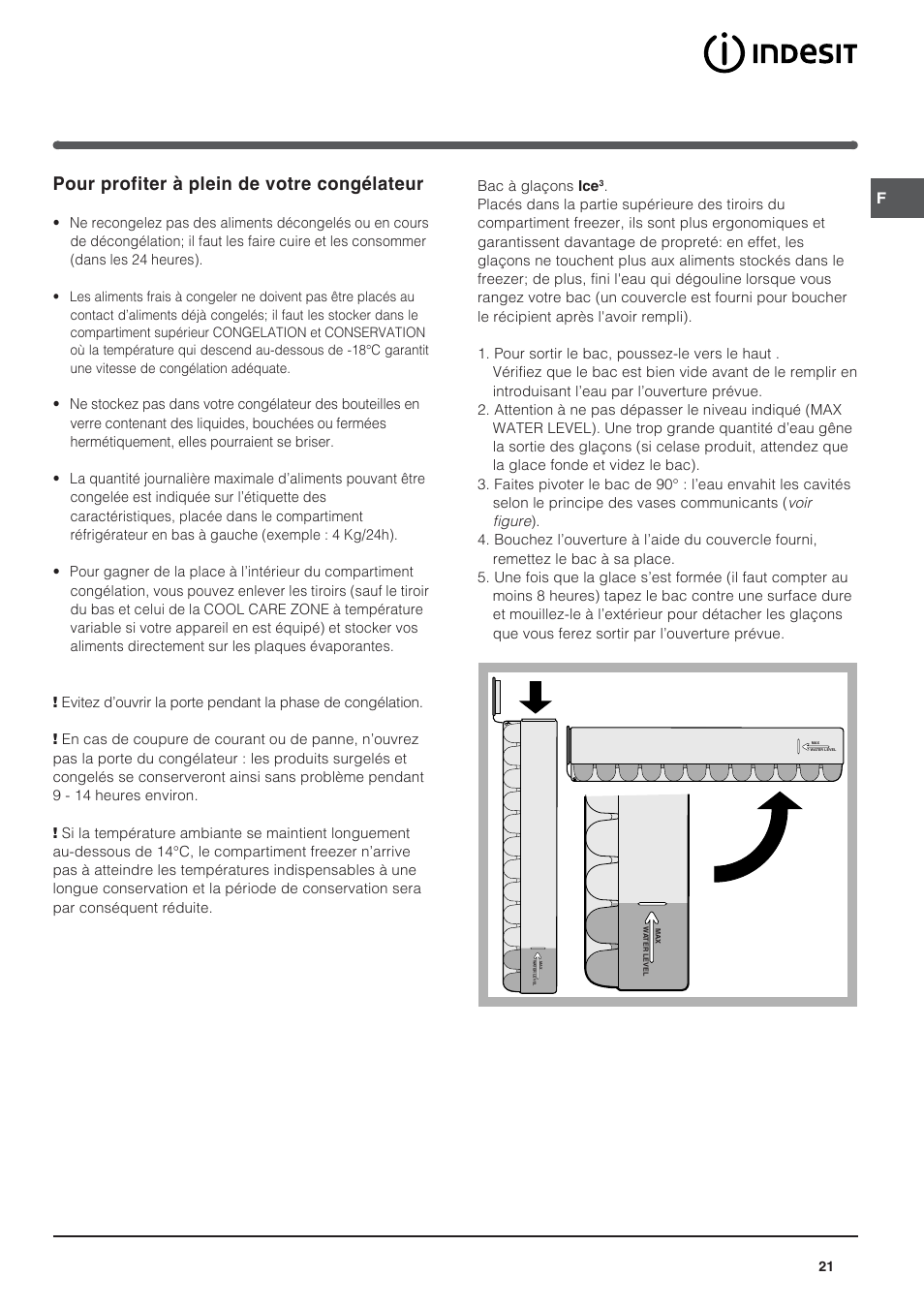 Pour profiter à plein de votre congélateur | Indesit BAAAN 13 X User Manual | Page 21 / 48