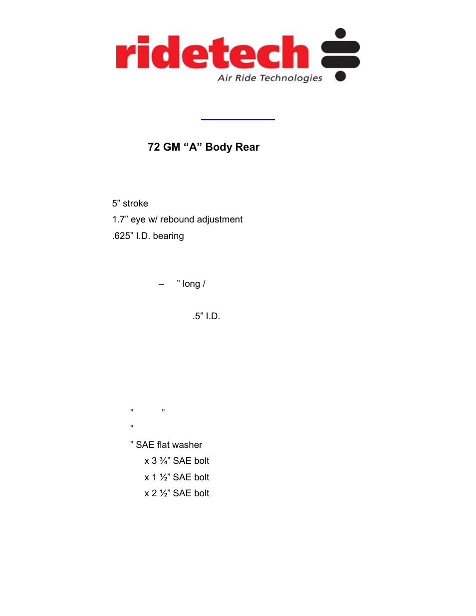 Ridetech 11226110 User Manual | 4 pages