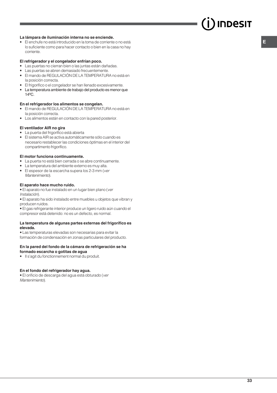Indesit BAAN 13 X User Manual | Page 33 / 44
