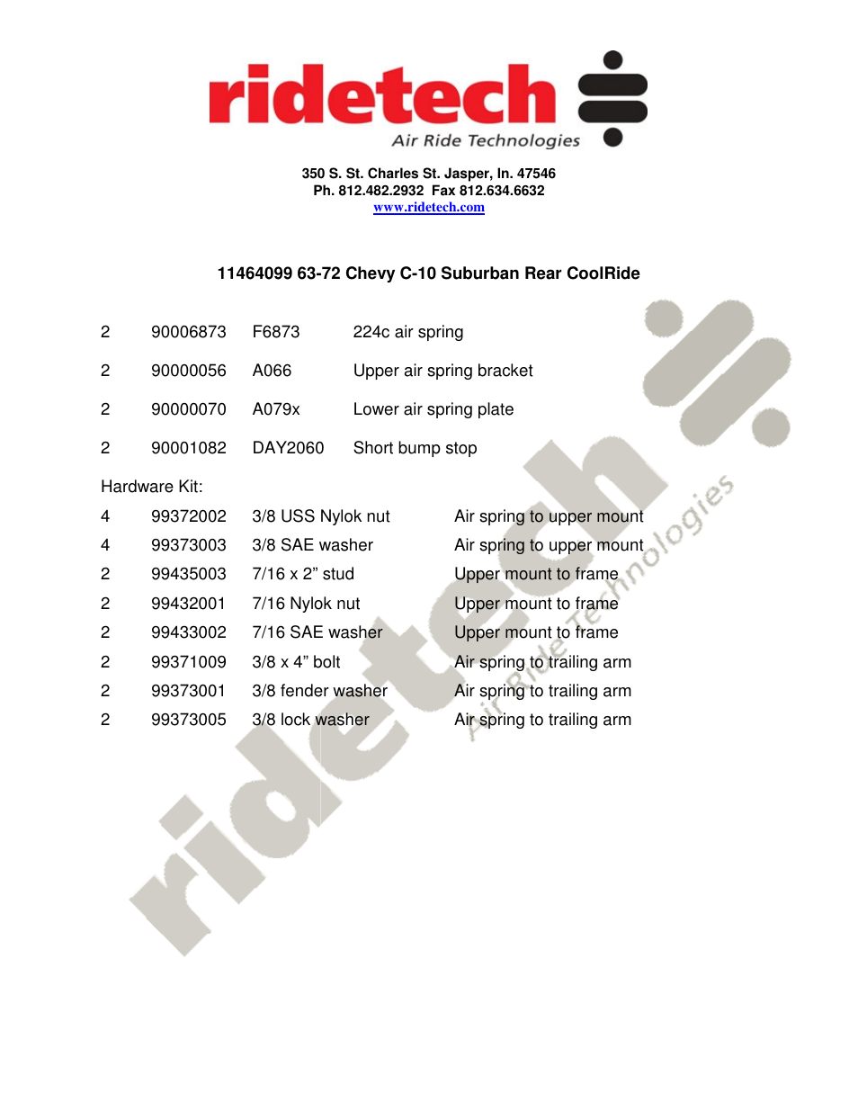Ridetech 11464099 User Manual | 3 pages