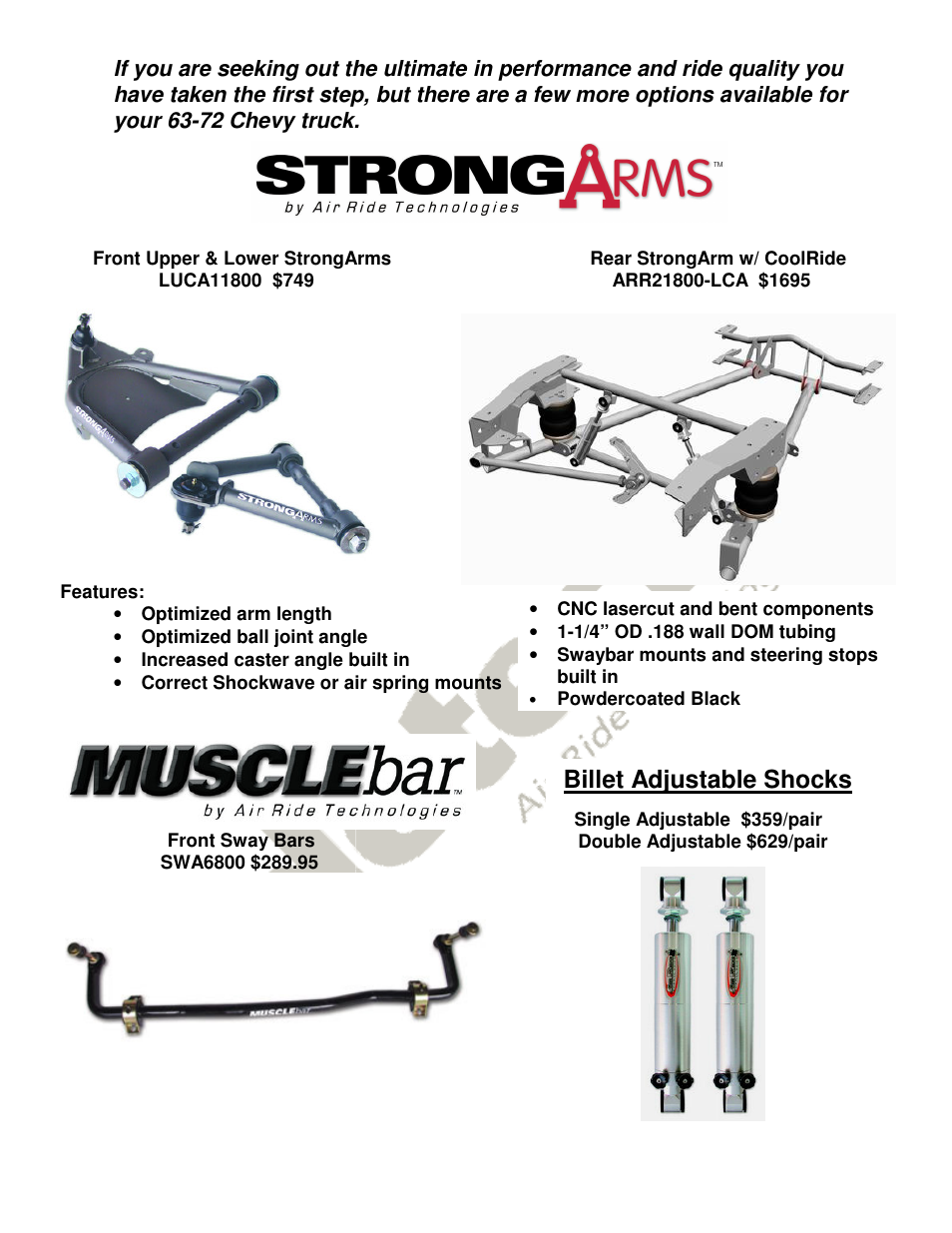 Billet adjustable shocks | Ridetech 11464099 User Manual | Page 2 / 3