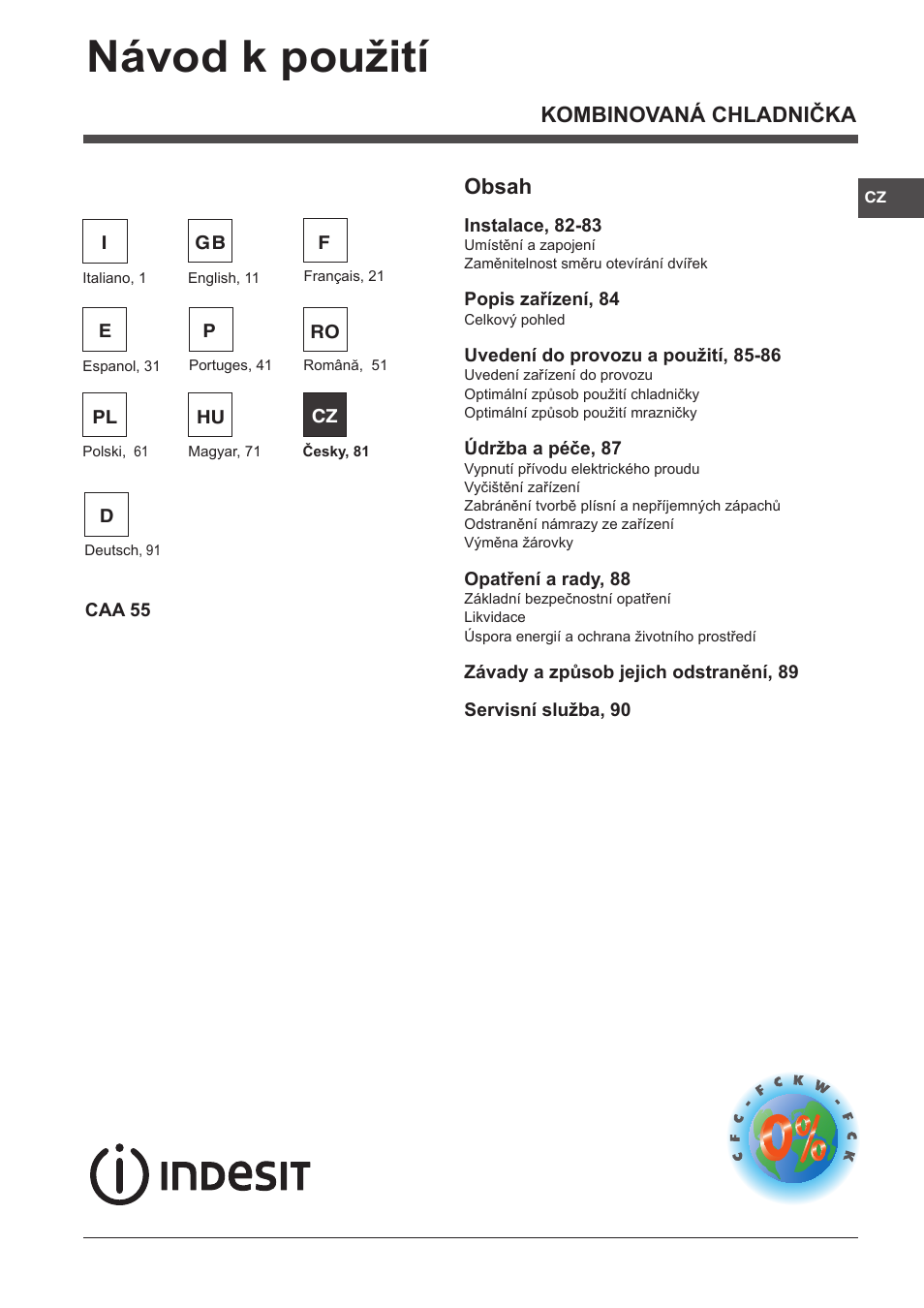 Indesit CAA 55 User Manual | Page 81 / 100