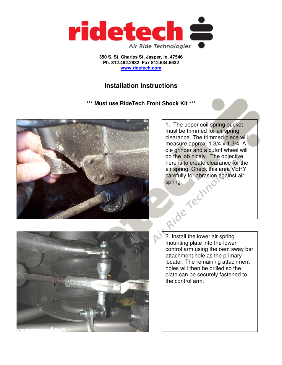 Installation instructions | Ridetech 11380999 User Manual | Page 2 / 3