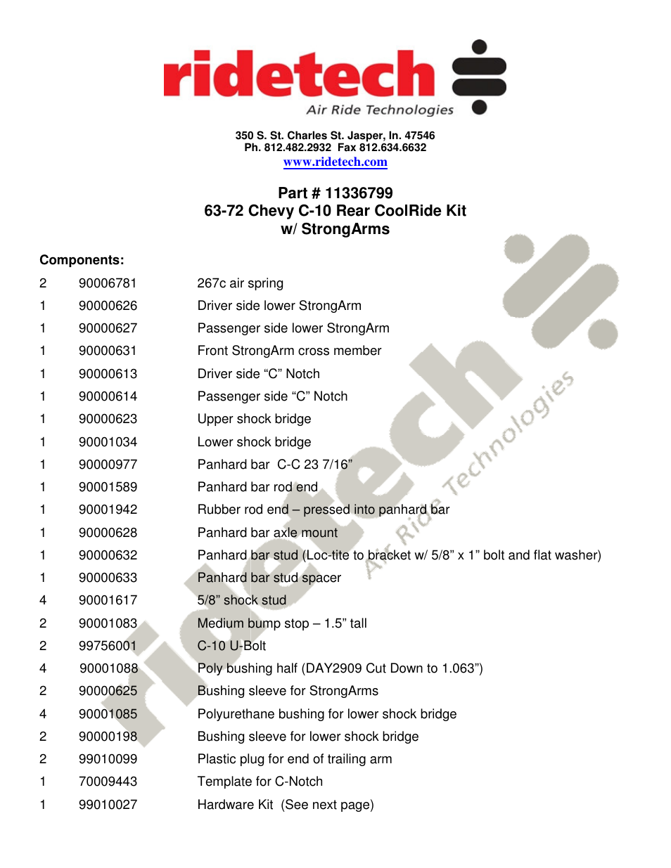 Ridetech 11336799 User Manual | 8 pages