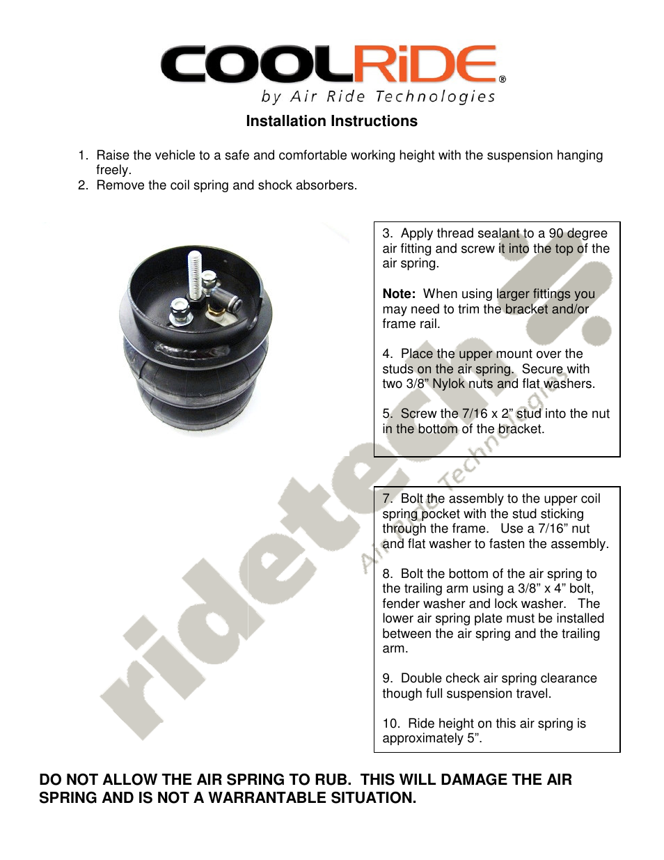 Ridetech 11334099 User Manual | Page 2 / 2