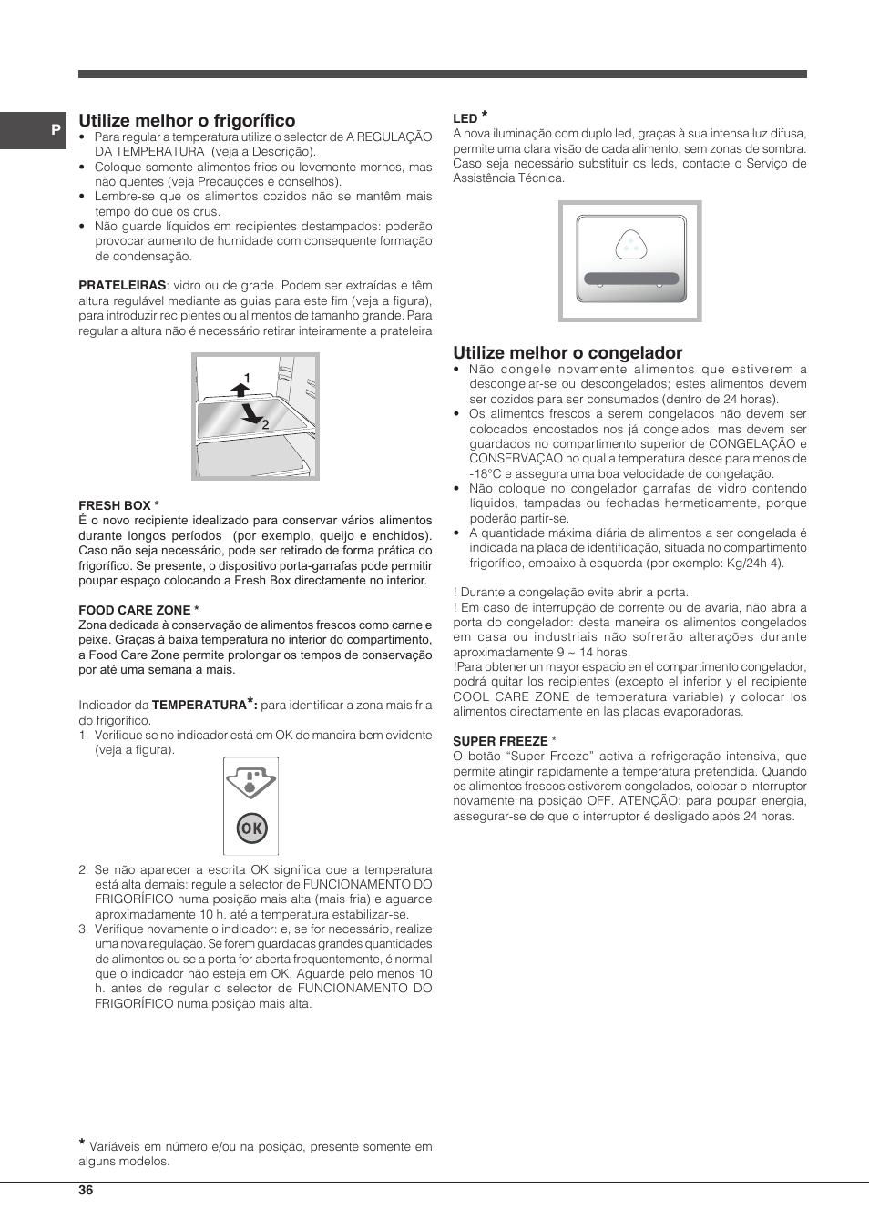 Utilize melhor o frigorífico, Utilize melhor o congelador | Indesit IN CB 31 AA User Manual | Page 36 / 48