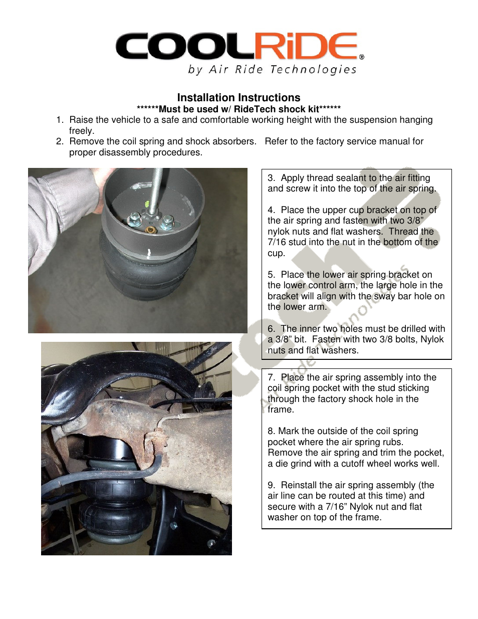 Installation instructions | Ridetech 11221099 User Manual | Page 2 / 3