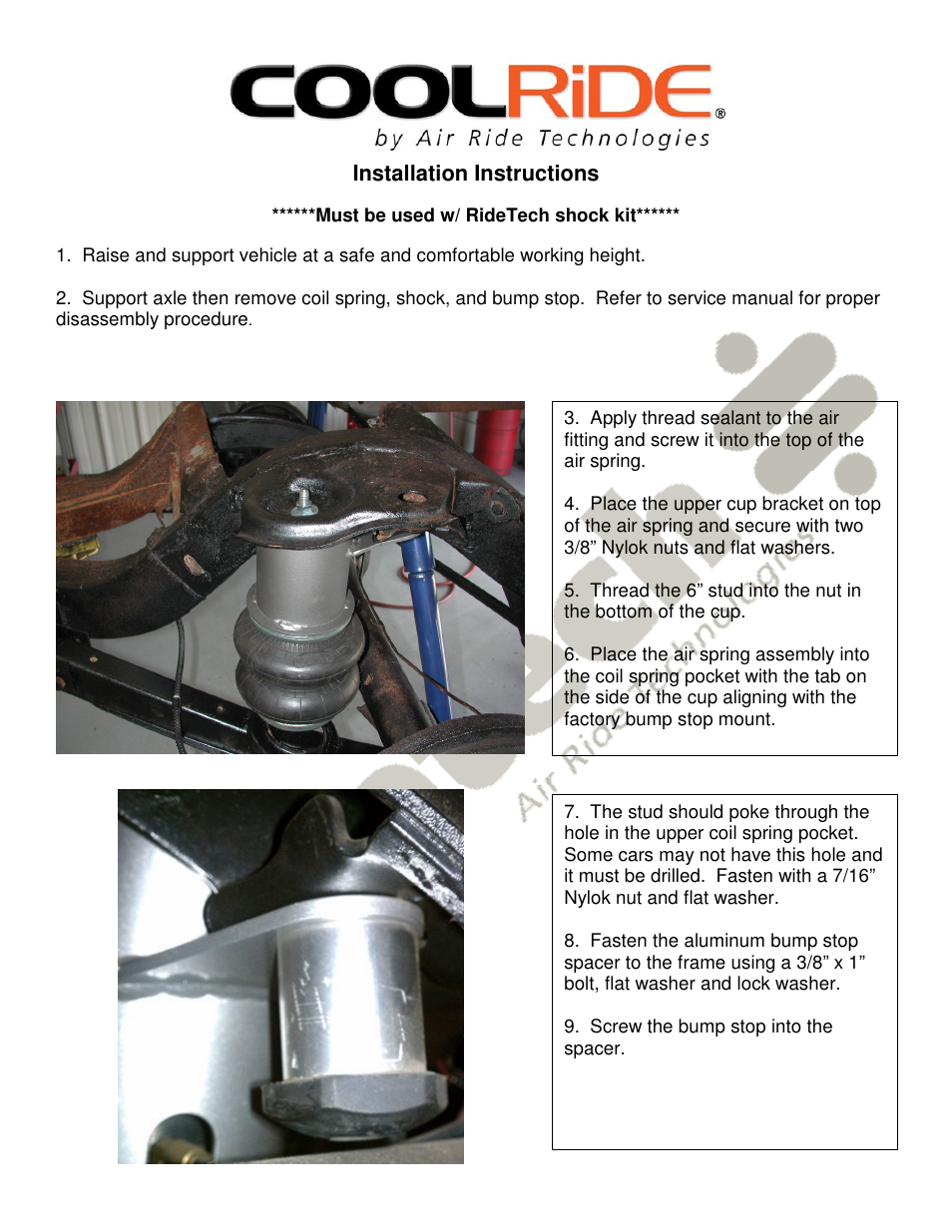 Installation instructions | Ridetech 11054099 User Manual | Page 2 / 3