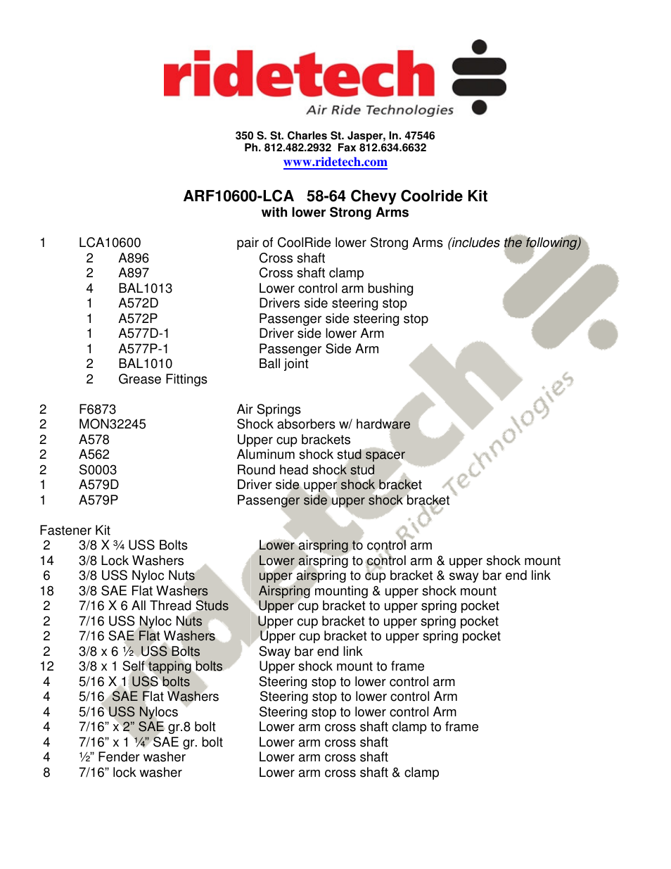 Ridetech 11051100 User Manual | 6 pages