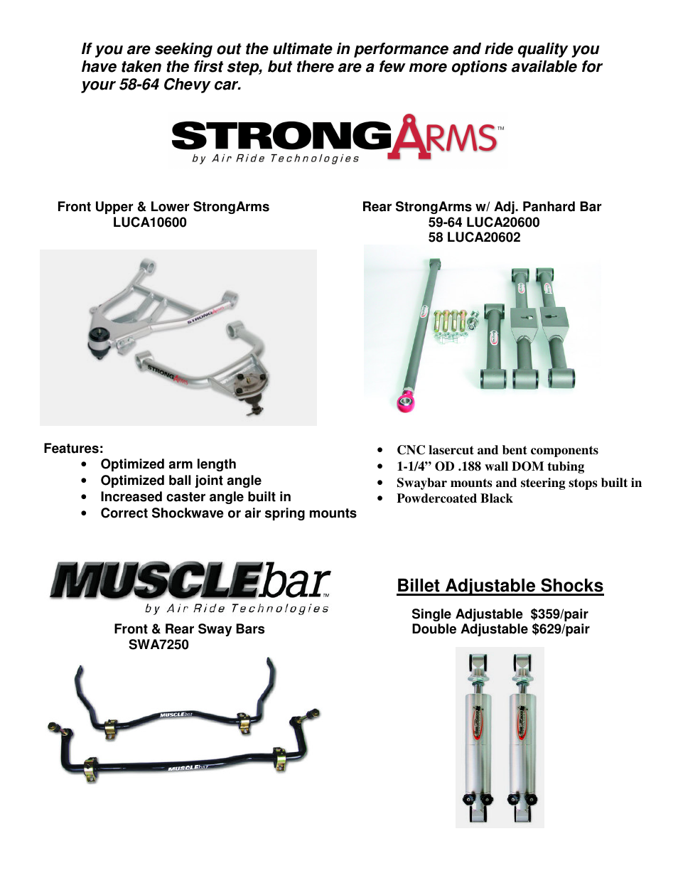 Billet adjustable shocks | Ridetech 11051100 User Manual | Page 2 / 6