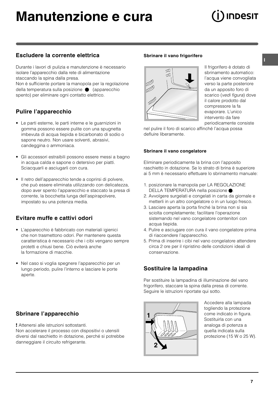 Manutenzione e cura | Indesit TAAN 2 X User Manual | Page 7 / 60