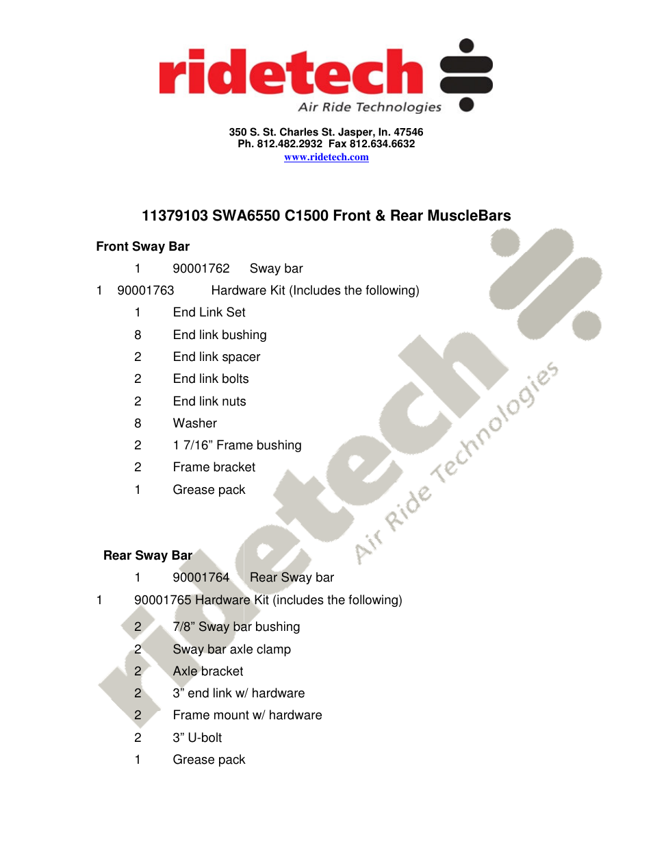 Ridetech 11379103 User Manual | 4 pages