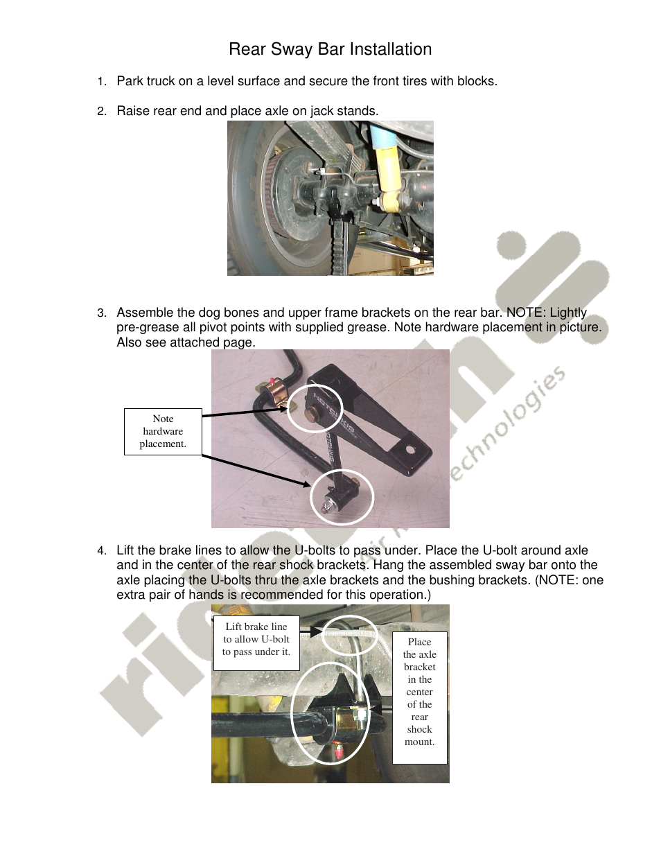Rear sway bar installation | Ridetech 11379103 User Manual | Page 3 / 4