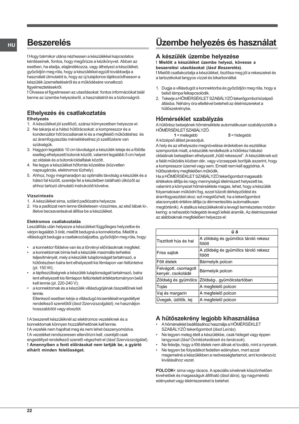 Indesit RAA 24 N User Manual | Page 22 / 52