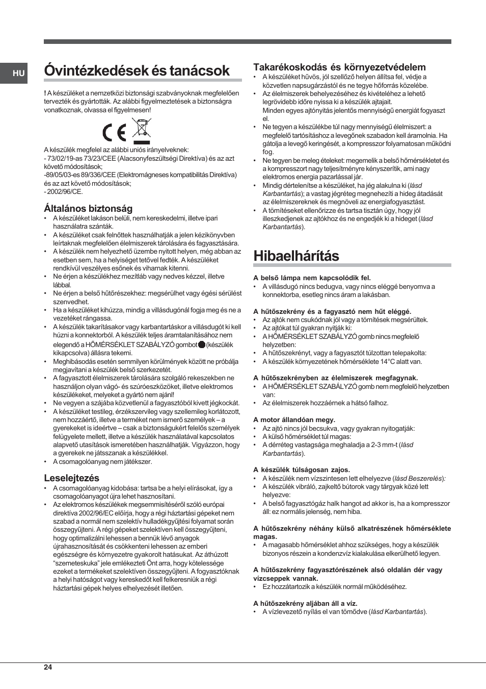 Indesit RAA 24 N User Manual | Page 24 / 52