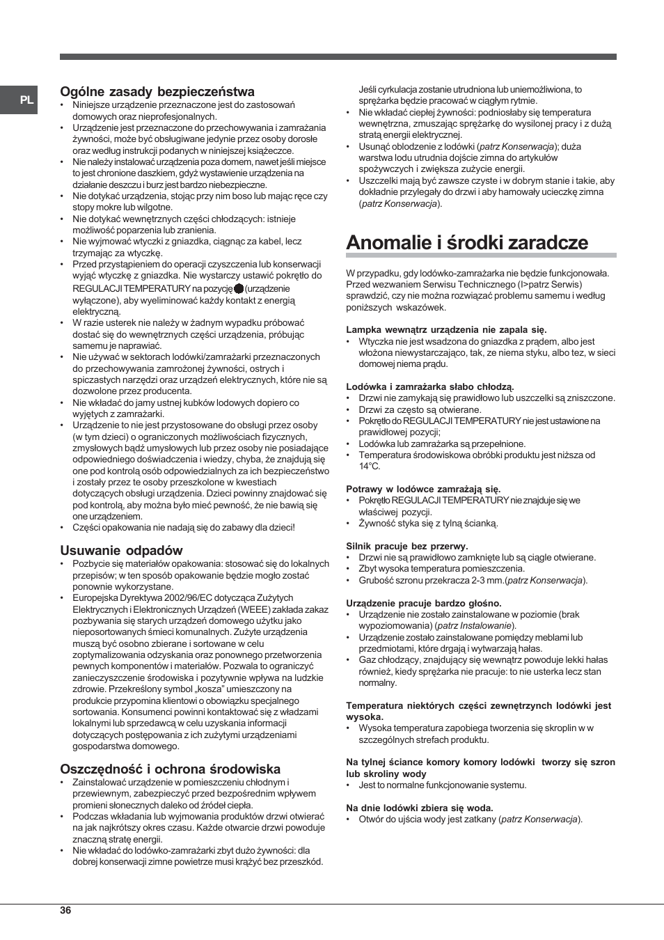 Indesit RAA 24 N User Manual | Page 36 / 52