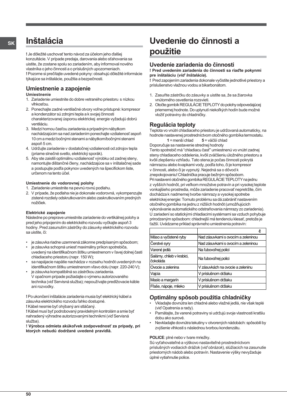 Indesit RAA 24 N User Manual | Page 50 / 52