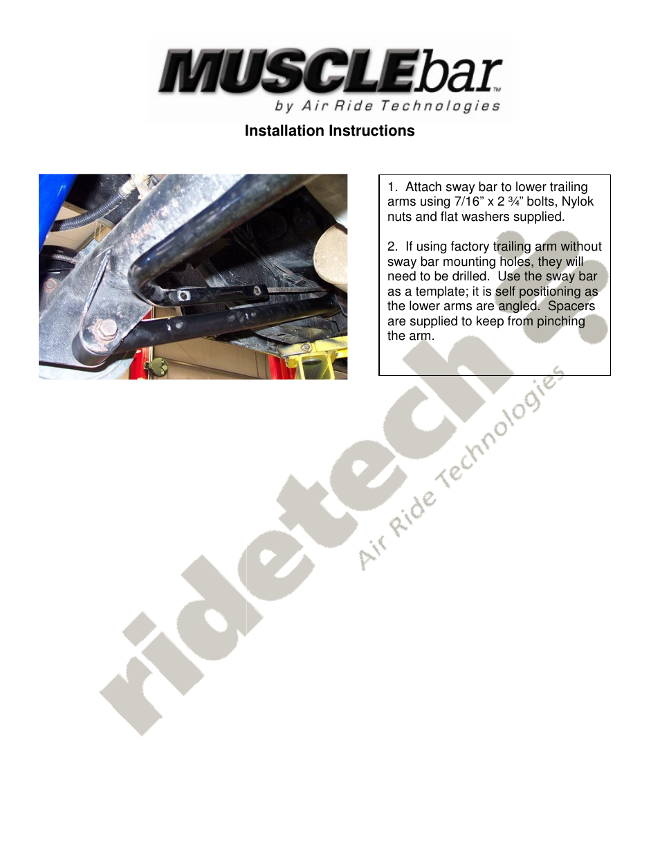 Ridetech 11229102 User Manual | Page 2 / 2