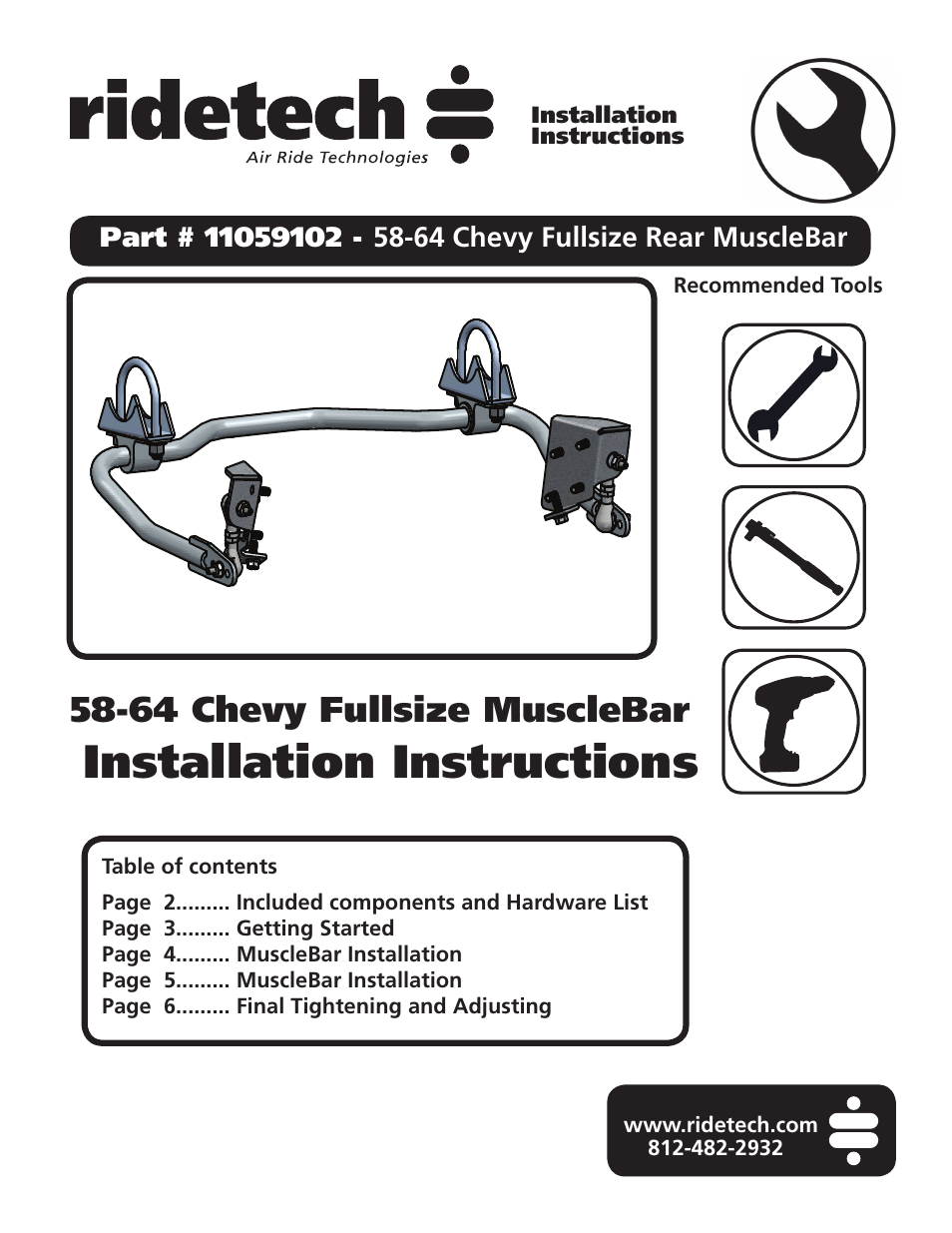 Ridetech 11059102 User Manual | 6 pages