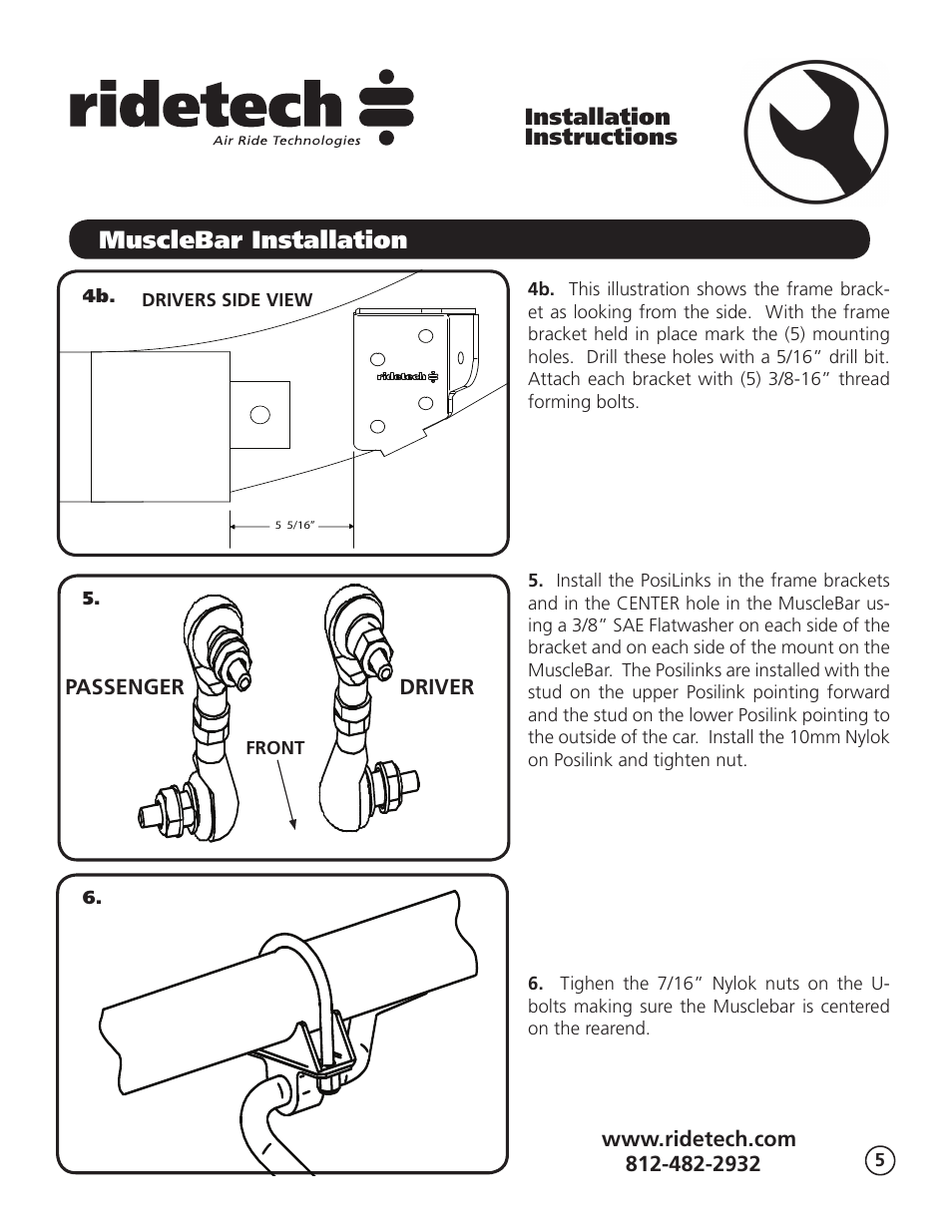 Installation instructions | Ridetech 11059102 User Manual | Page 5 / 6