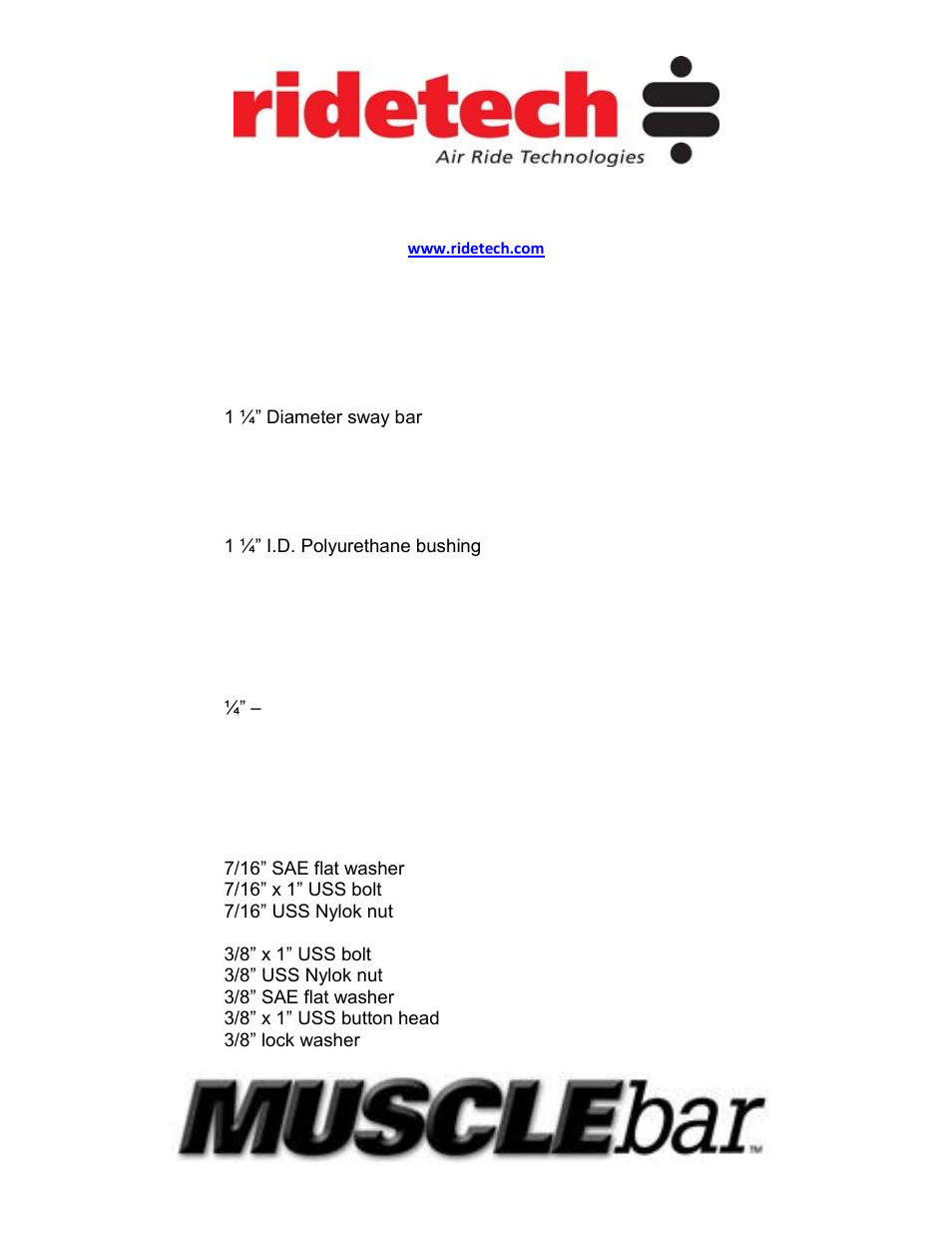 Ridetech 11059100 User Manual | 3 pages