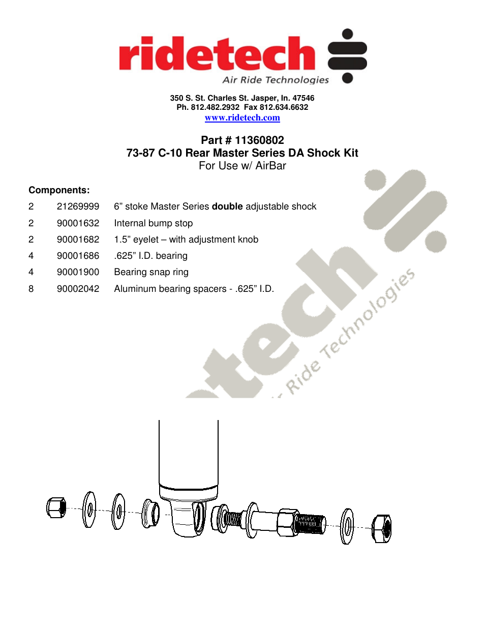 Ridetech 11360802 User Manual | 2 pages