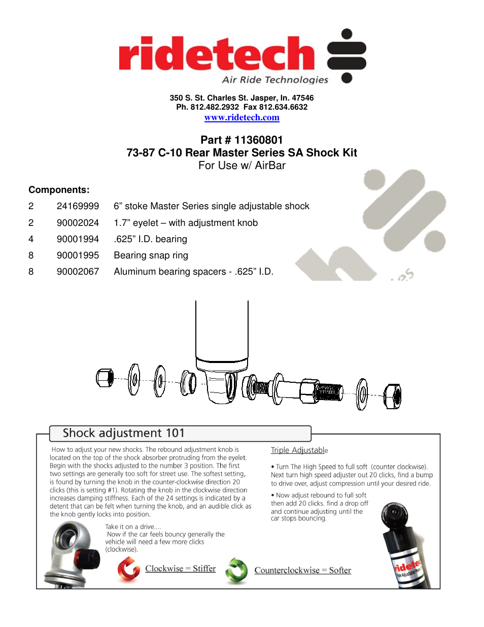 Ridetech 11360801 User Manual | 1 page