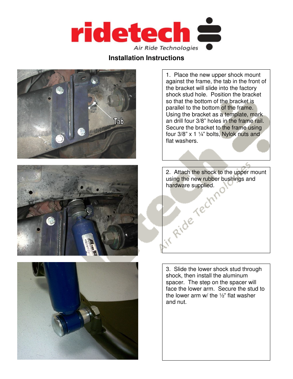 Ridetech 11360600 User Manual | Page 2 / 2