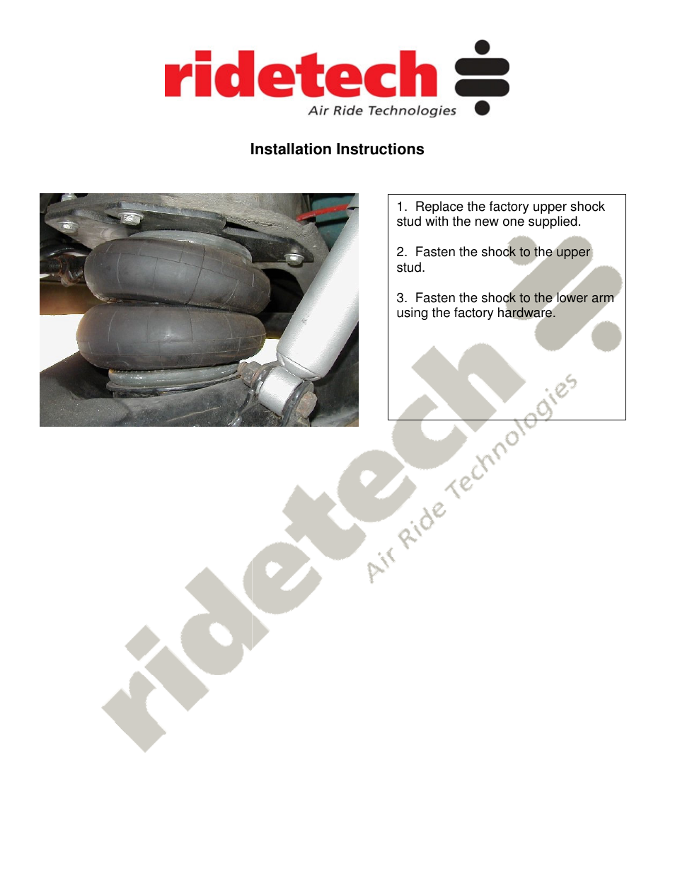 Ridetech 11350500 User Manual | Page 2 / 2