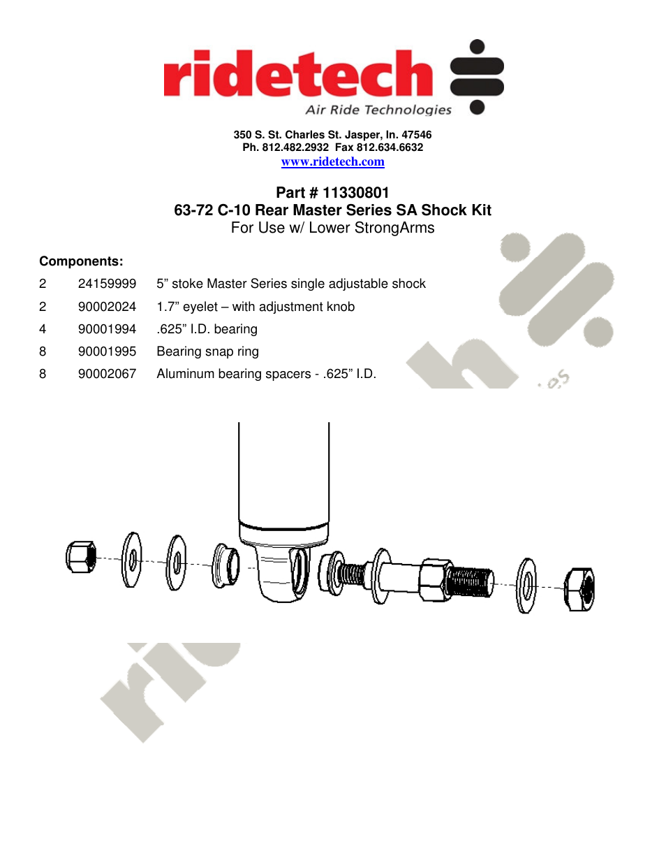 Ridetech 11330801 User Manual | 2 pages