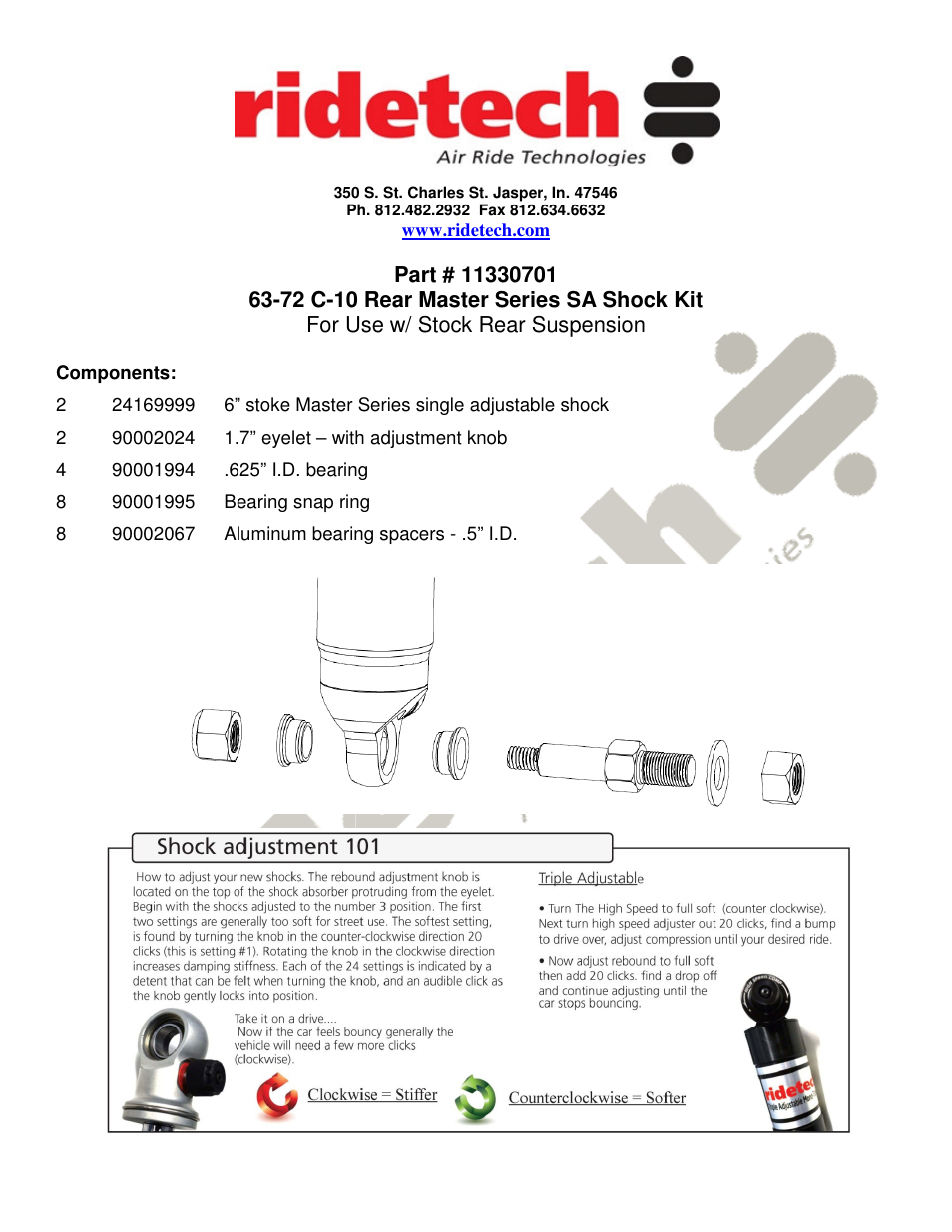Ridetech 11330701 User Manual | 1 page